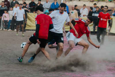 Football Challenge on a Dirt Pitch in Cairo