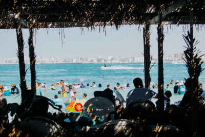 Families Swimming at Marsa Matruh Beach, Egypt