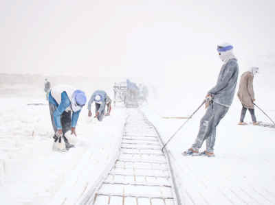 Quarry Workers Extracting White Stone, Minya Governorate