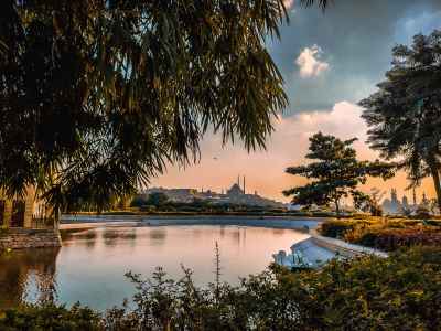 Al-Azhar Park Lake with Citadel View, Cairo