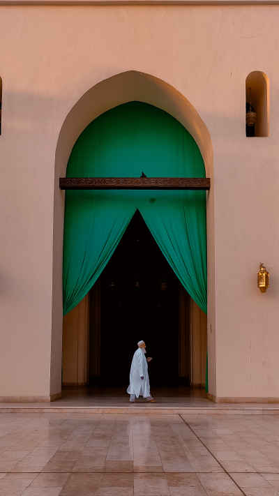 Man in White Entering Mosque Doorway, Cairo