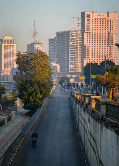 Empty Road Near Semiramis Hotel, Nile Corniche Cairo