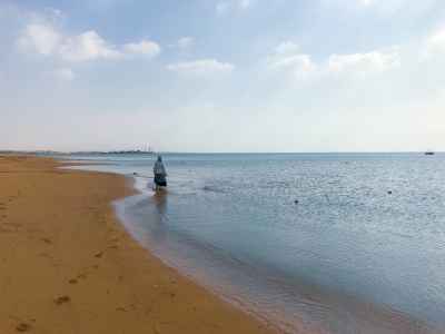 Woman Walking Along Ain Sokhna Beach, Red Sea