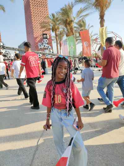 Young Female Football Fan at Fan Zone Cairo