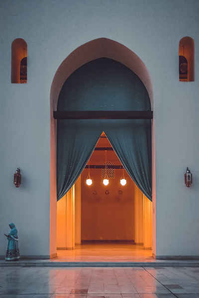 Mosque Arched Entrance with Lanterns, Al-Hakim Mosque Cairo