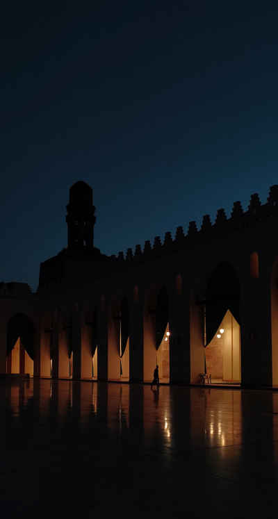 Al-Hakim Mosque Courtyard at Night, Old Cairo
