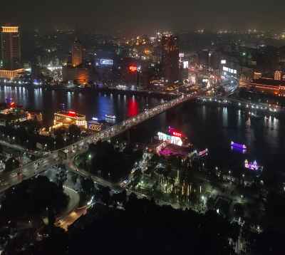 Nile River Night Cityscape from Cairo Tower