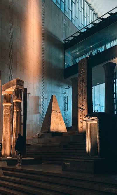 Ancient Egyptian Obelisk and Columns, Grand Egyptian Museum