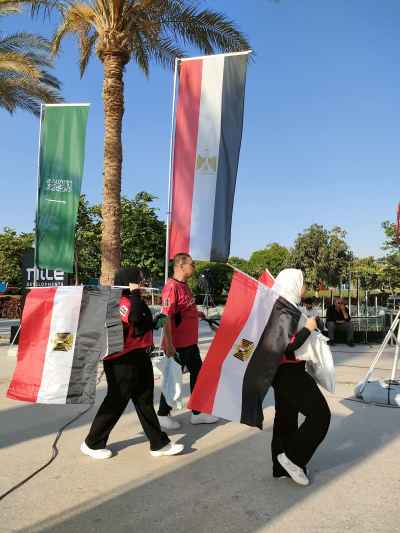 Egyptian Fans Carry Flags at FIFA World Cup 2026 Fan Zone