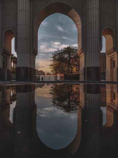Cairo Opera House Arch Reflection at Sunset