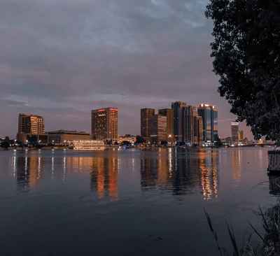 Cairo Skyline at Dusk Reflected on Nile River