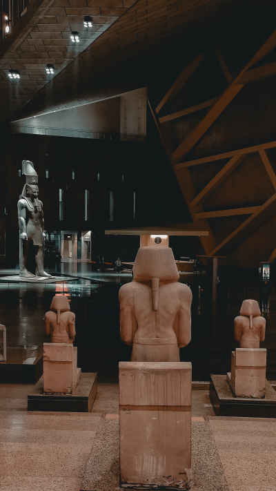 Ancient Egyptian Statues Display, Grand Egyptian Museum