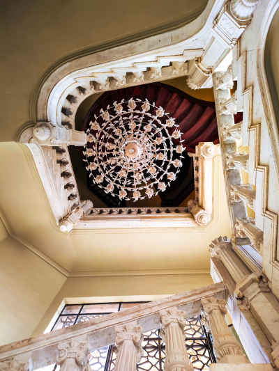 Baron Empain Palace Stairwell Ceiling and Chandelier, Cairo