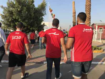 Football Fans on the Way to Cairo Stadium