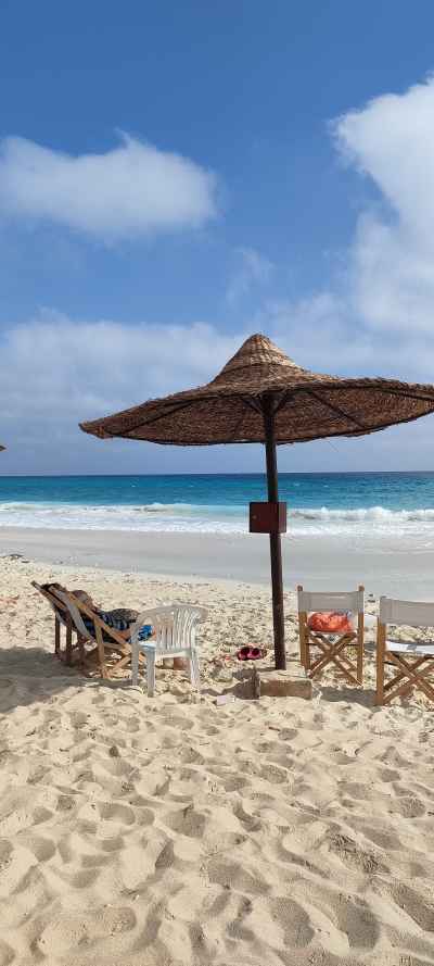 Mediterranean Beach Chairs and Straw Umbrella, Alexandria