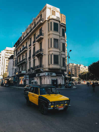 Vintage Yellow Black Taxi, Alexandria Street Corner
