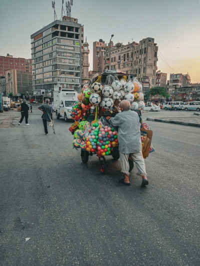 Street Toy Vendor Pushing Cart, Bab El Shaariya Cairo