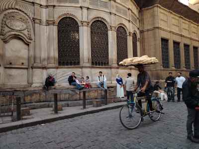 Baladi Bread Seller on Bicycle, Al-Muizz Street Cairo