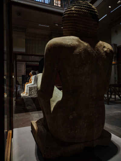 Egyptian Scribe Statue Facing Seneb and Senet, Cairo Museum