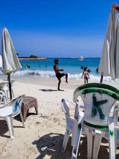 Youth Playing Football on Marsa Matruh Beach