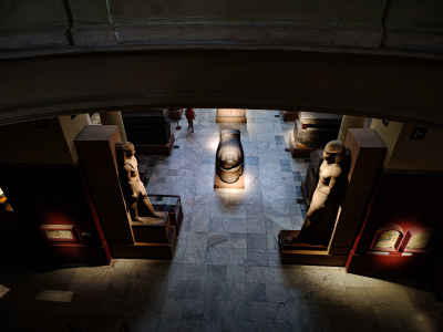 Egyptian Museum Statues Hall Aerial View, Tahrir Cairo