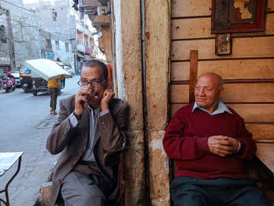 Egyptian Men at a Traditional Coffee Shop