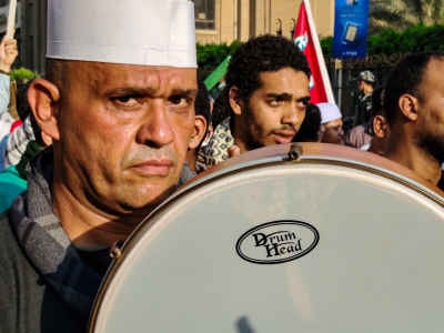 Sufi Duff Player During Islamic New Year 1448 Procession in Cairo