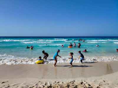 Children Playing at Al-Abyad Beach, Marsa Matruh