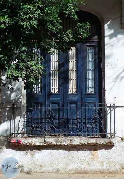 Historic Blue Wooden Window Balcony, Heliopolis Cairo