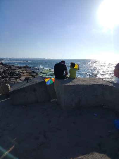 Father and Son with Kite on Alexandria Corniche