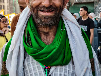 Smiling Sufi Man in Green Scarf Islamic New Year Cairo