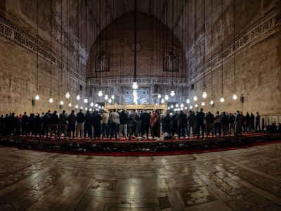 Congregational Prayer Inside Sultan Hassan Mosque Cairo