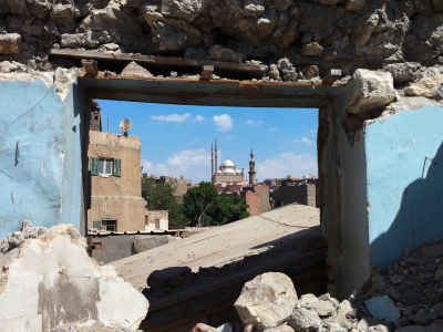 Mosque of Muhammad Ali Pasha Framed Through Ruined Wall