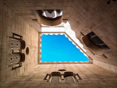 Sayyida Sakina Mosque Interior Courtyard Low-Angle View Cairo