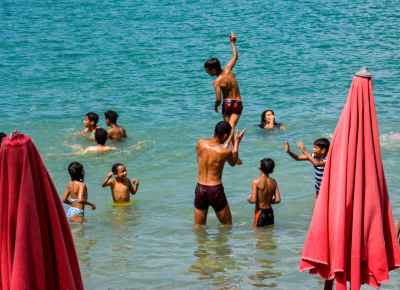 Children Playing in Mediterranean Sea, Alexandria Beach