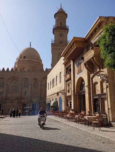 Al-Muizz Street Mosque and Café, Khan al-Khalili Cairo