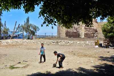Boys Playing Football, Rashid Waterfront, Egypt