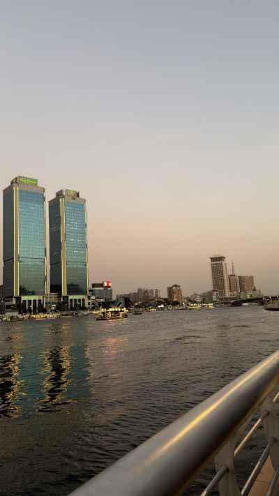 Nile River Sunset View from Zamalek Promenade Cairo