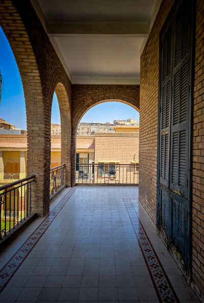 Hospital Balcony Arcade with Brick Arches, Abbasiya Cairo