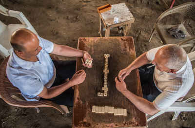 Two Elderly Men Playing Dominoes, Baladi Cafe Rashid