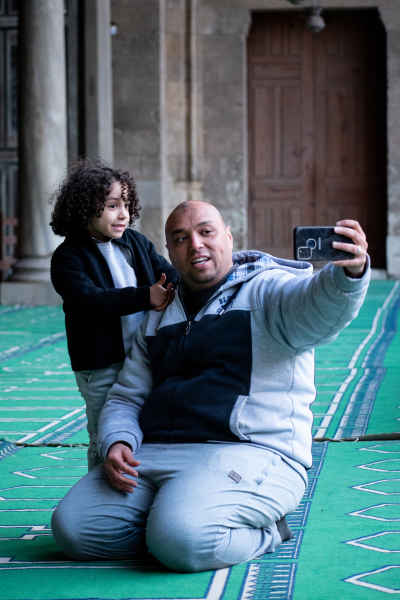 Father and Child Selfie Inside Al-Muayyad Mosque Cairo