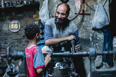 Father and Son in Al-Gamaliya Workshop, Cairo