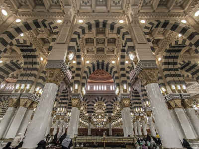 Al-Masjid An-Nabawi Interior Columns and Arches, Medina