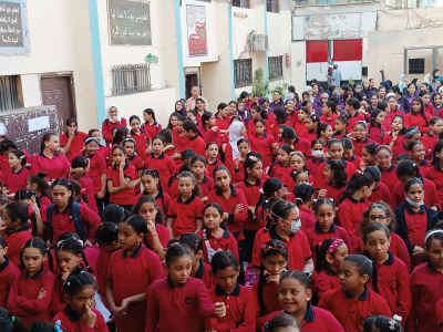 Female Students Morning Assembly, Sakr Quraish School Cairo