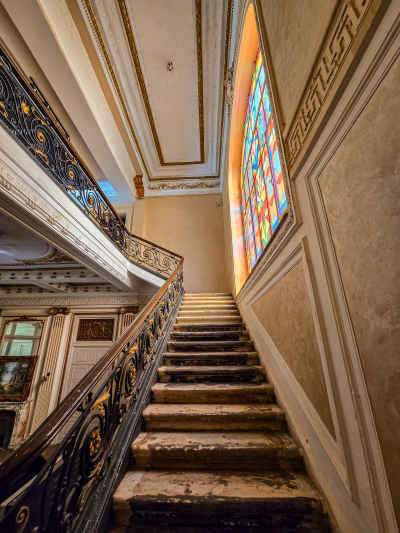 Fahmi Palace Grand Staircase with Stained Glass, Cairo