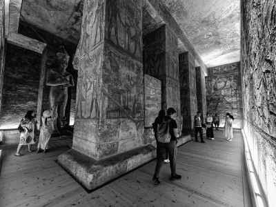 Tourists Inside Abu Simbel Temple Interior Aswan Egypt
