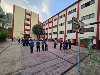 Morning Assembly Lineup, Cairo School Courtyard