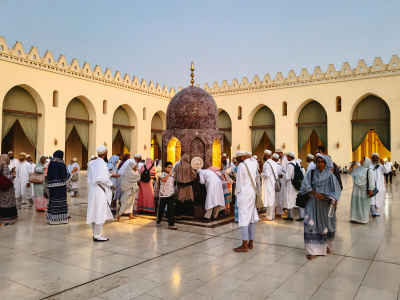 Al-Hakim Mosque Courtyard Visitors, Al-Muizz Cairo