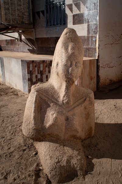 Ancient Pharaoh Senusret I Statue on Aswan Street