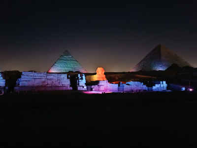 Sound and Light Show, Giza Pyramids and Sphinx at Night